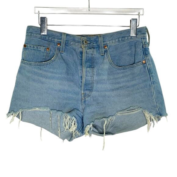 Levi's Pants - Levis 30 Premium Denim Distressed Cuff Jean Shorts Medium Blue